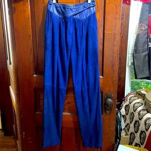 Electric Blue Vintage Leather Pants